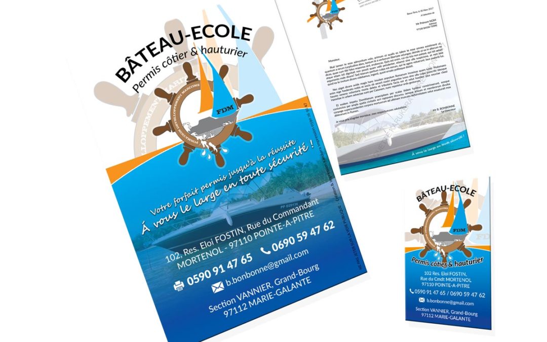 FDM- Bateau Ecole – Flyers+CDV+ Entête de lettre